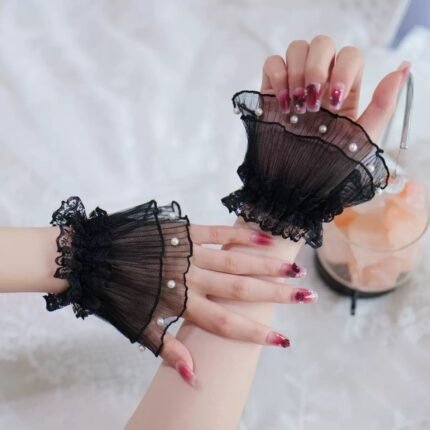 Producto - Par de Muñequera de Tul con Perlitas