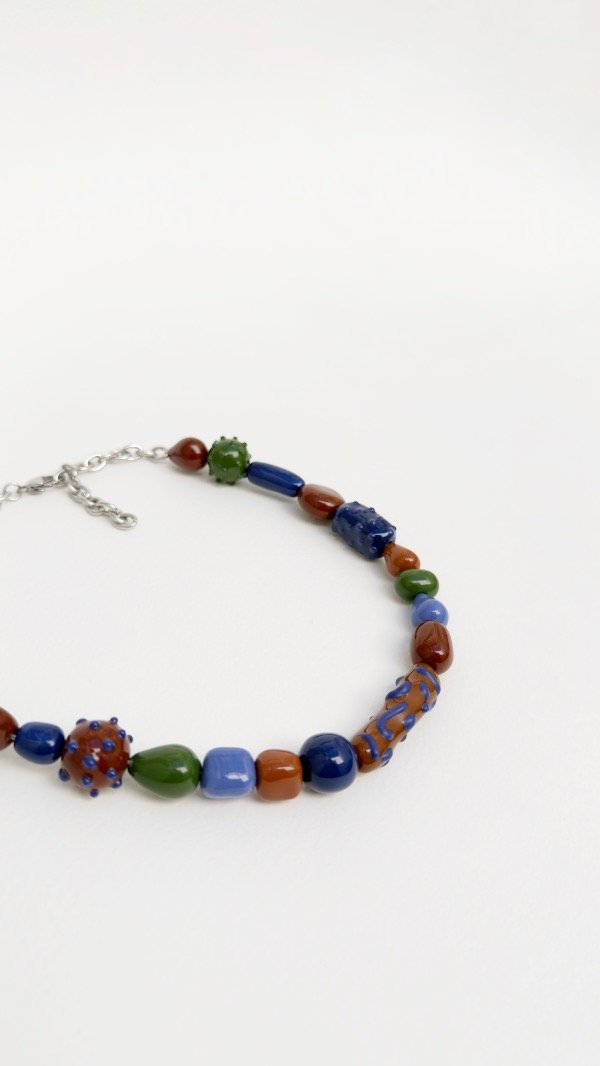 Producto - Collar textura marrones y azules - 1