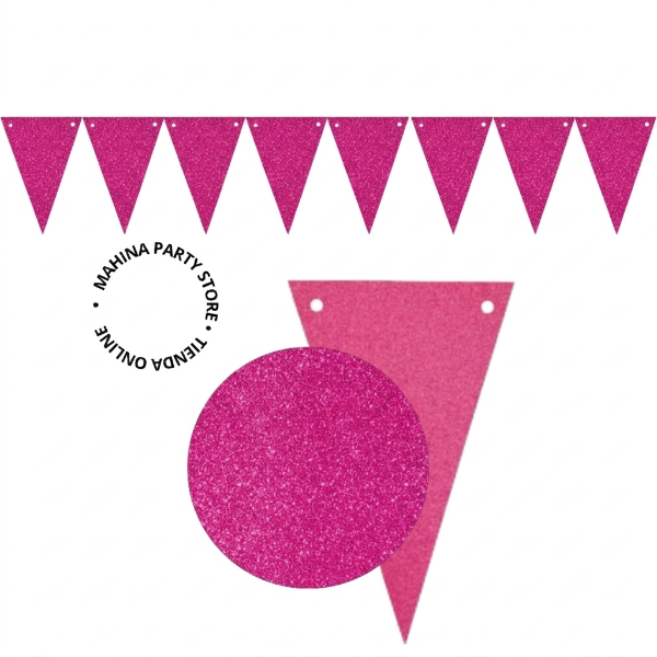 Producto - Banderin triangular Glitter rosa