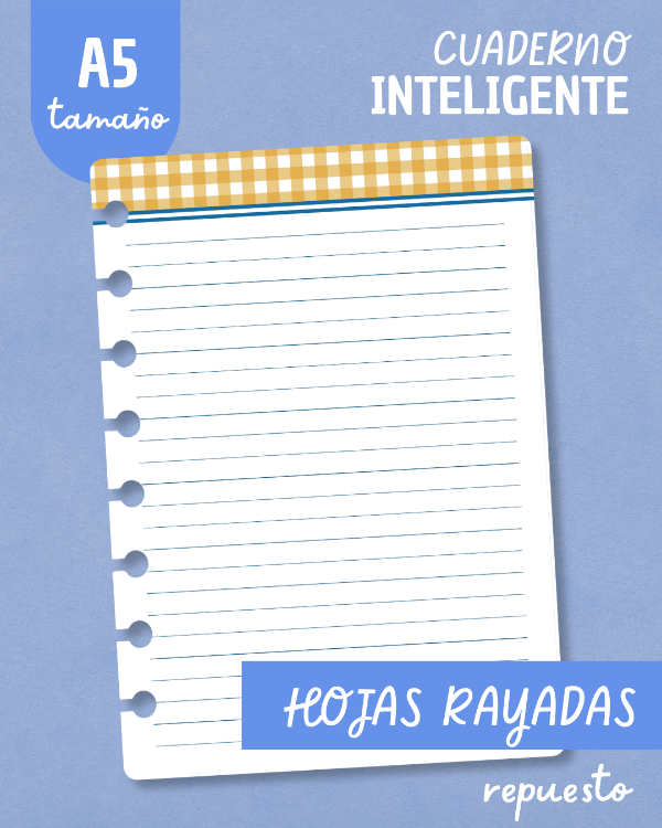Producto - Repuesto de hojas A5 - Rayado - Cuadrillé amarillo