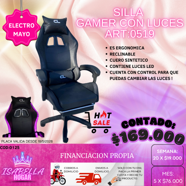 Producto - SILLA GAMER CON LUCES
