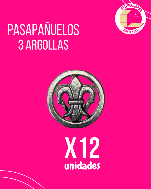 Producto - Pasapañuelos 3 Argollas Diseños Surtidos - Pack x12 unidades