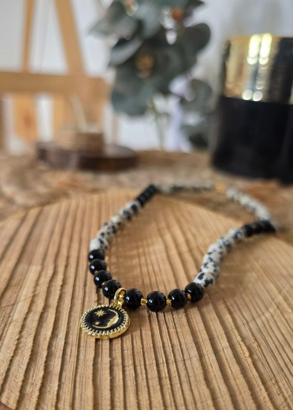 Producto - Gargantilla Jaspe Dalmata y Obsidiana