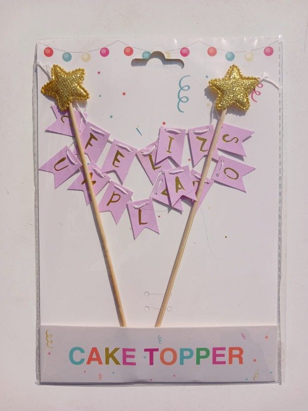 Producto - Topper Banderín "FC" c/Estrellas Rosa
