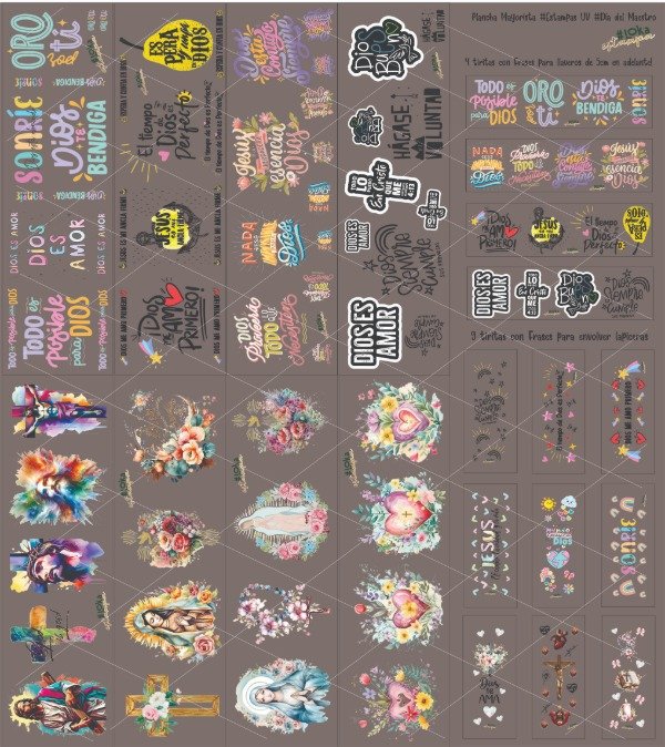 Producto - Plancha Mayorista Estampas UV Religión