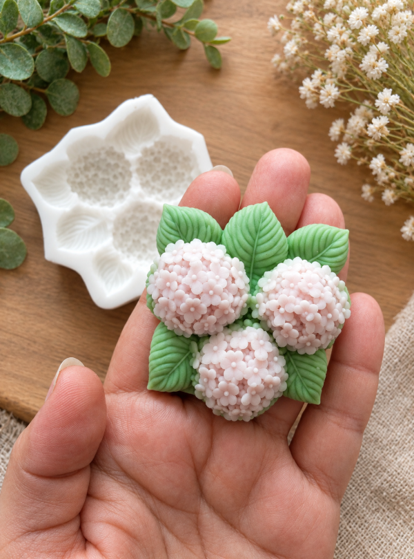 Producto - Molde silicona bouquet hortensias más hojas - 0