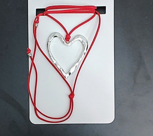Producto - Chocker Maxi Dije Corazón Gamuza Rojo