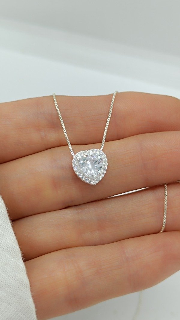 Producto - Corazón con cubic y microcubic (Opción con Cadena)