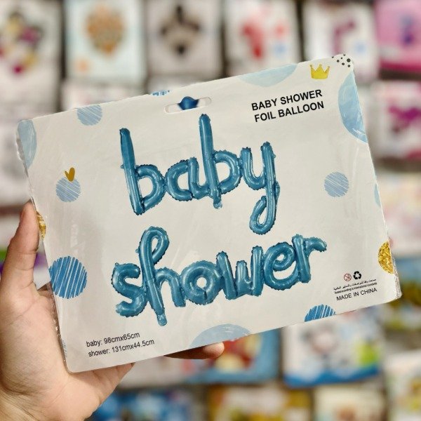 Producto - Set de globos BABY SHOWER - CELESTE letras cursiva