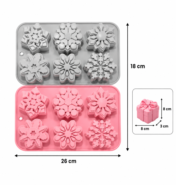 Producto - MOLDE SILICONA 6 FIGURAS NIEVE NAVIDAD
