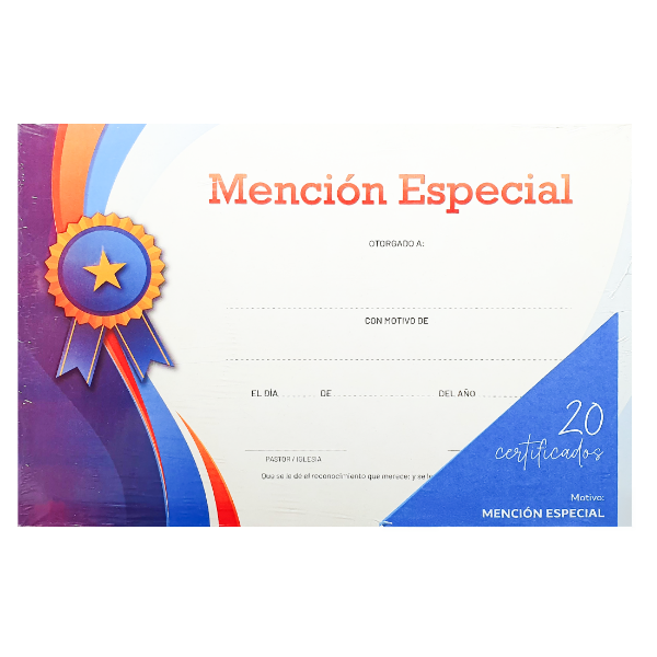 Producto - PROMO Certificados Con Mención Especial (PACK X20 UNIDADES)