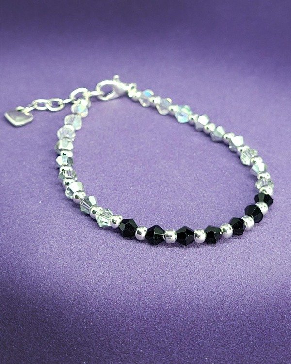 Producto - P 734 - Pulsera de Acero Quirúrgico - Cuentas negras y tornasol