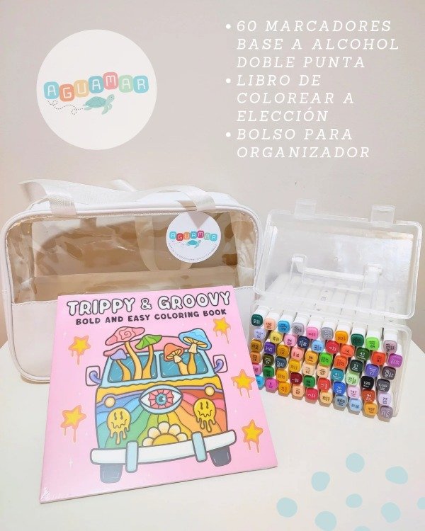 Producto - Set 60 marcadores+ libro+ bolso