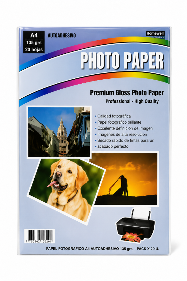 Producto - PAPEL FOTOGRÁFICO 135grs x20hjs AUTOADHESIVO