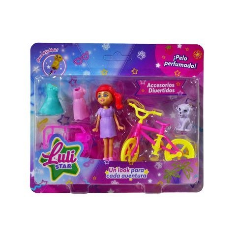 Producto - MUÑECA MINI LULISTAR CON BICI Y ACCESORIOS EN BLISTER 20X17.5CM