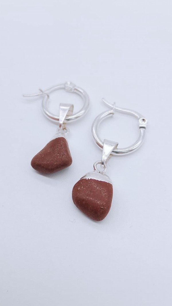 Producto - AROS DE JASPE ROJO CON BAÑO DE PLATA