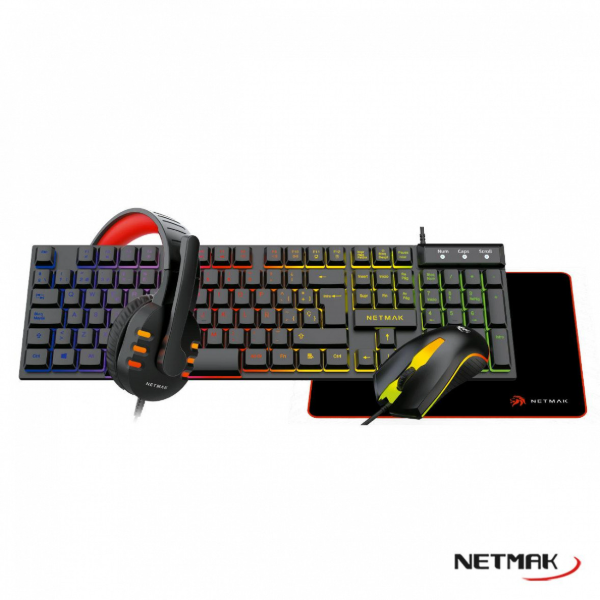 Producto - Combo Gamer 4 En 1 -Teclado español -usb -retroiluminado -Mouse usb -1000 dpi