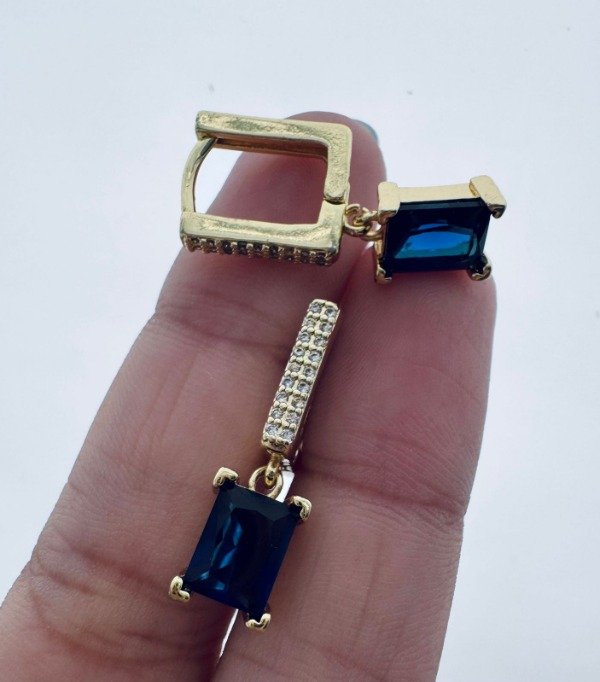 Producto - ARGOLLAS CUADRADAS AZULES PLATA D