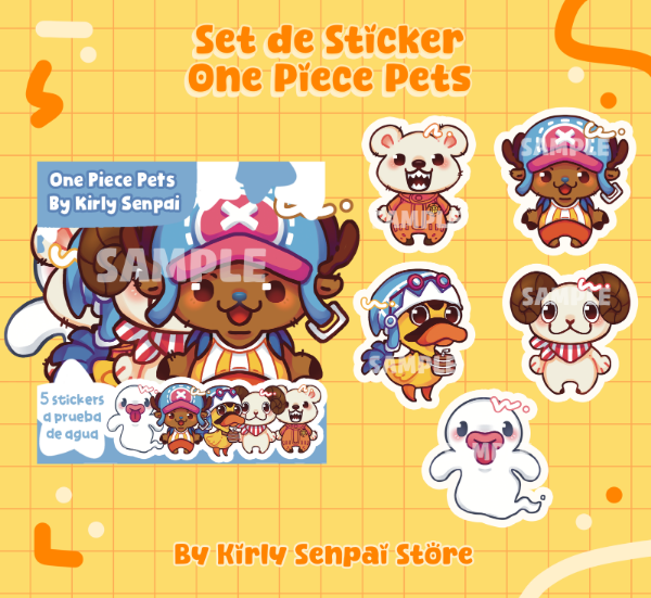 Producto - Set de Stickers Resistentes al Agua One Piece Pets