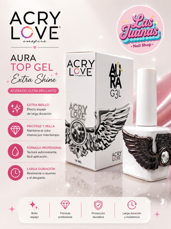 Producto - Aura Gel Top Coat Max Brillo Acrylove Edicion Especial