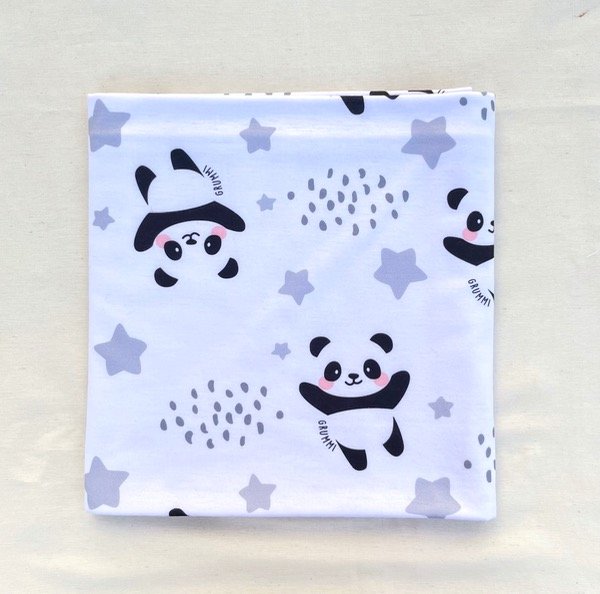 Producto - Manta de algodón pandas fondo blanco