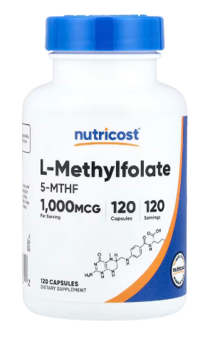 Producto - Nutricost, L-metilfolato, 1000 mcg, 120 cápsulas