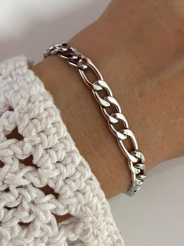 Producto - P712 Pulsera plana eslabón 3x1 largo 20 cm