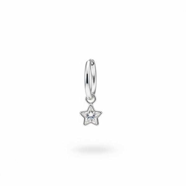 Producto - Argollita Mini con dije Estrella + Cubic - 1 cm - Plata 925