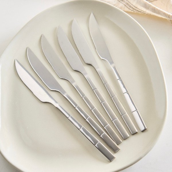 Producto - Set de 6 cuchillos mod. Bambú plateado