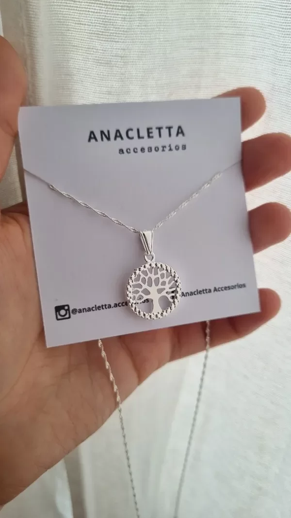 Producto - Gargantilla medalla arbol calado plata 925 50cm