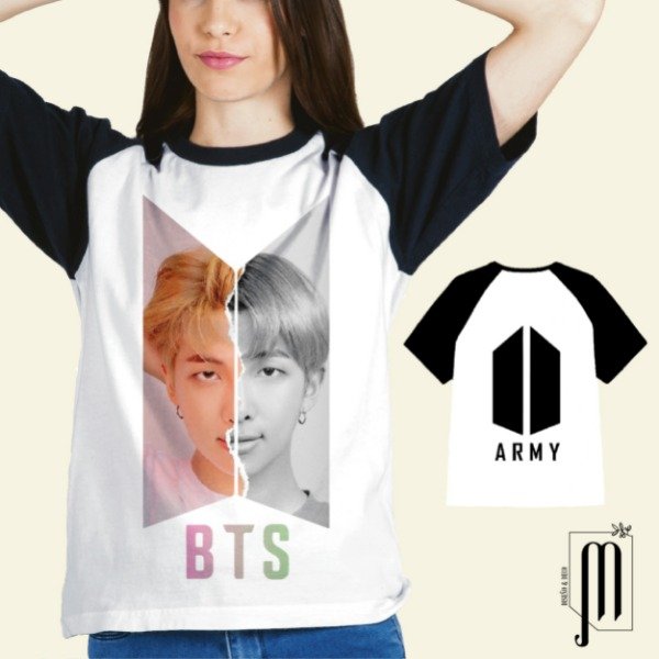 Remera blanca unisex BTS Namjoon RM doble estampa