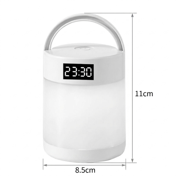 Producto - 0702 Velador Lampara Con Reloj Recargable Usb Tactil Ajustable - 5