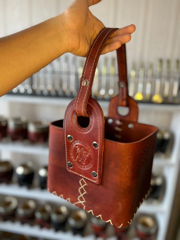 Producto - Canasta Premium 100porciento Cuero Legitimo Color Borravino