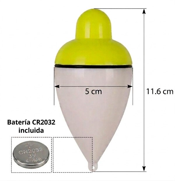 Producto - Boya Plastica Pera con Led Rojo y/o Verde Soporta hasta 80g + Pila CR2032 - 7