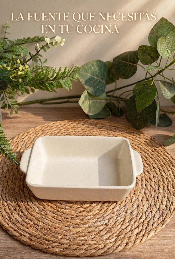 Producto - FUENTE RECTANGULAR DE CERAMICA CREAM 21,5X13,5X5,5 CM - 0