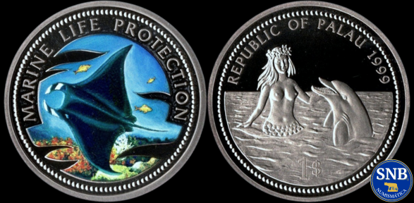 Producto - Palaos - 1 Dólar (1999) KM #35 - Manta Raya