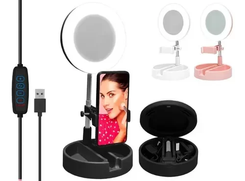 Producto - Espejo Selfie Porta Celular Luz Led