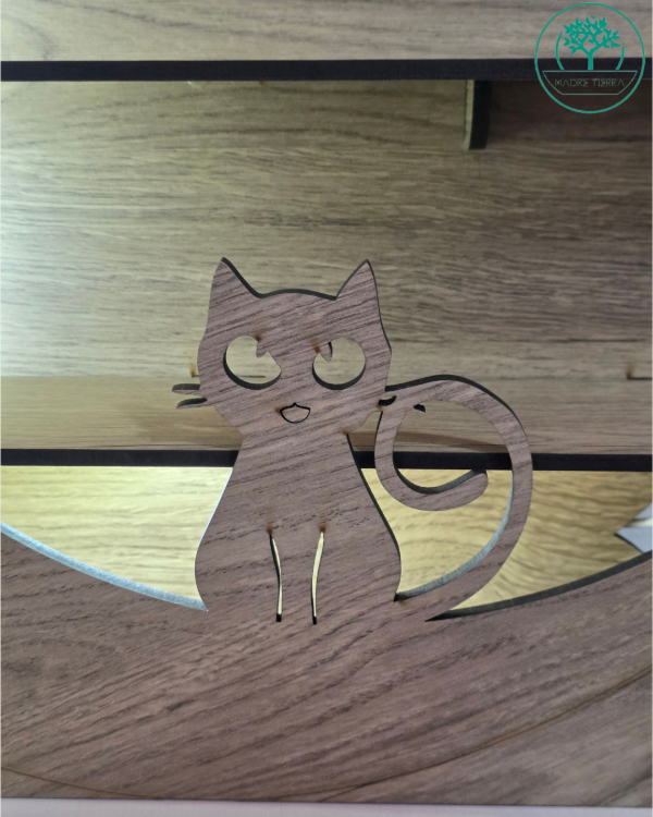 Producto - Repisa Led Madera Gatito y Luna - 4