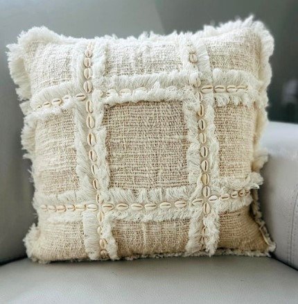 Producto - Funda de almohadon con detalle de flecos 50 x 50