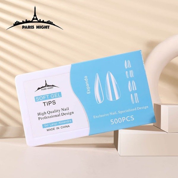 Producto - Tips extra largos soft gel / press on - paris night (Almendra)