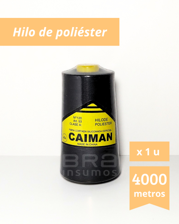 Producto - Hilo de Poliéster Caimán - Negro (x 1 Cono de 4000 Metros)