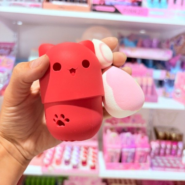 Producto - Set de 2 esponjitas + estuche gatito