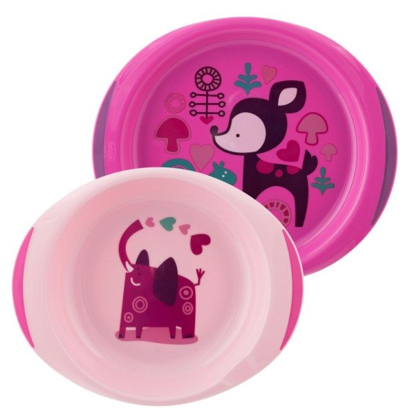 Producto - Set de dos platos Baby's Dish Rosa CHICCO. +12m.