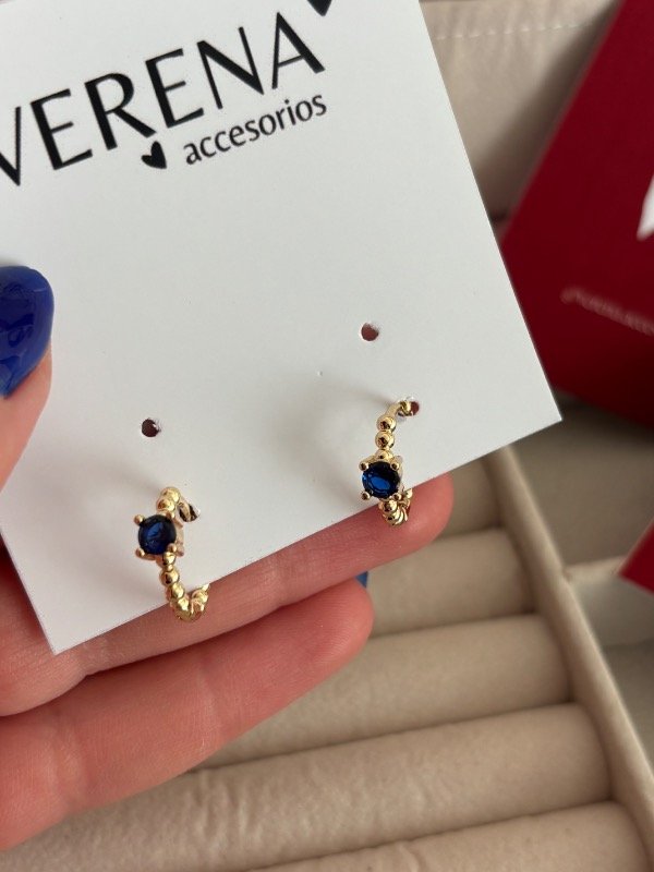 Producto - Argollitas minis strass azul