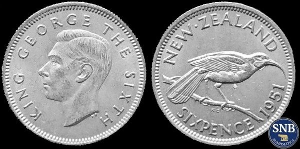 Producto - Nueva Zelanda - 6 Peniques (1951) KM #20 - Commonwealth