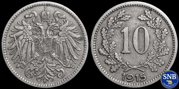 Producto - Austria - 10 Heller (1915) KM #2822 [XF] - Imperio Austro-Húngaro