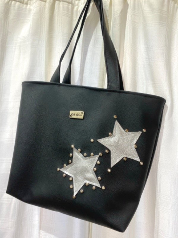 Producto - Tote Bag Negro con Estrellas Plateadas