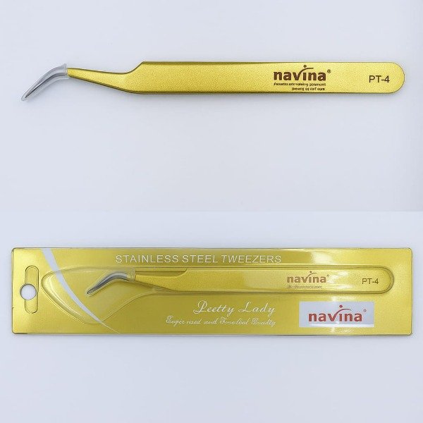 Producto - PINZA CURVA DORADA NAVINA