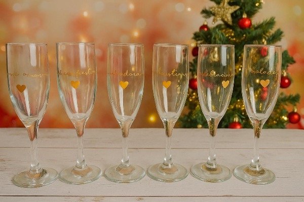 Producto - Set de copas de champagne con frase en color dorado