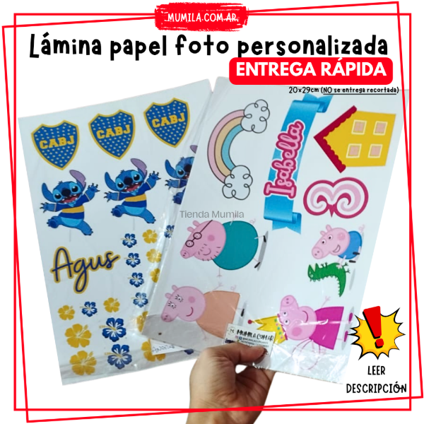Producto - Lámina Papel foto Personalizada Tiempo de entrega RÁPIDA